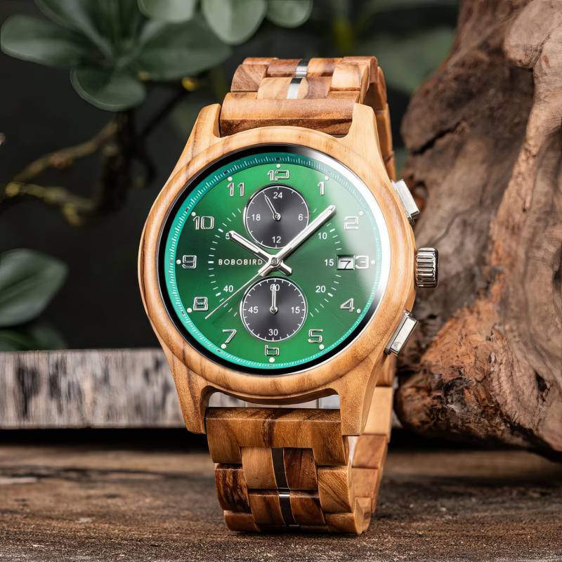Herren Holzuhr mit Chronograph - Grünwald Chrono