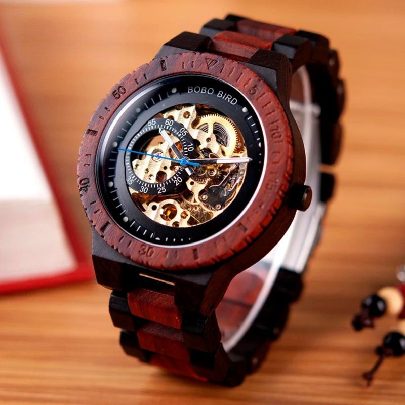Herren Automatik Holzuhr Skelett – Rotwald Herren Automatik Holzuhr Skelett - Rotwald