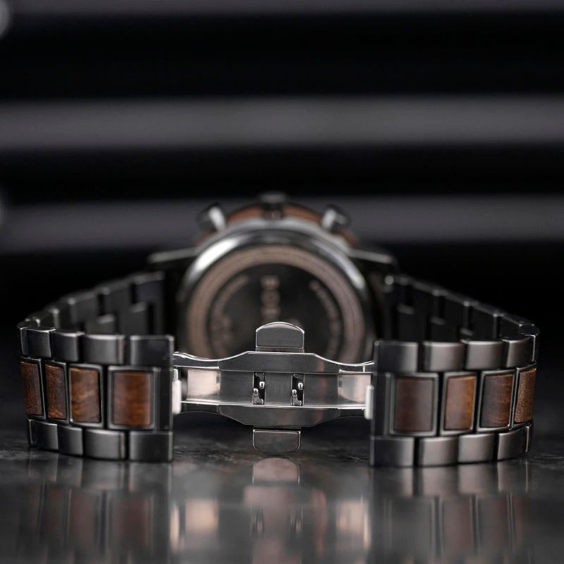 Herren Holzuhr Chronograph mit Holzarmband – Sternwerk Herren Holzuhr Chronograph mit Holzarmband – Sternwerk – Bild 2