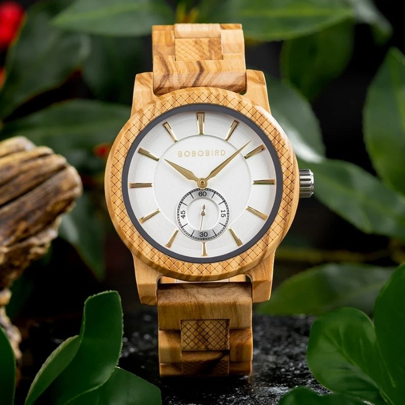 Herren Holzuhr Natur – Golden Forest Herren Holzuhr Natur – Golden Forest