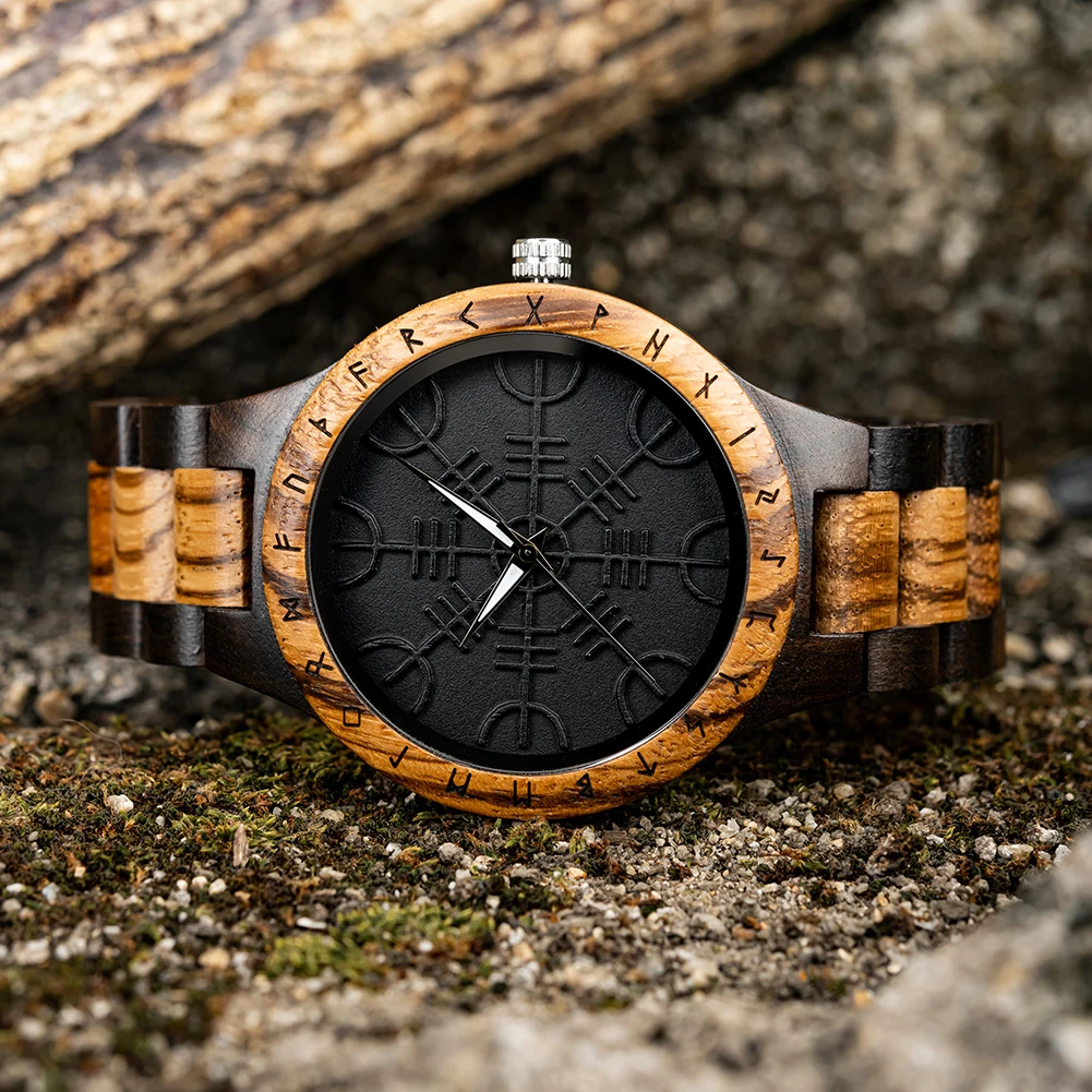Holzuhr Herren – Nordischer Kompass Black Edition Holzuhr Herren – Nordischer Kompass Black Edition – Bild 2