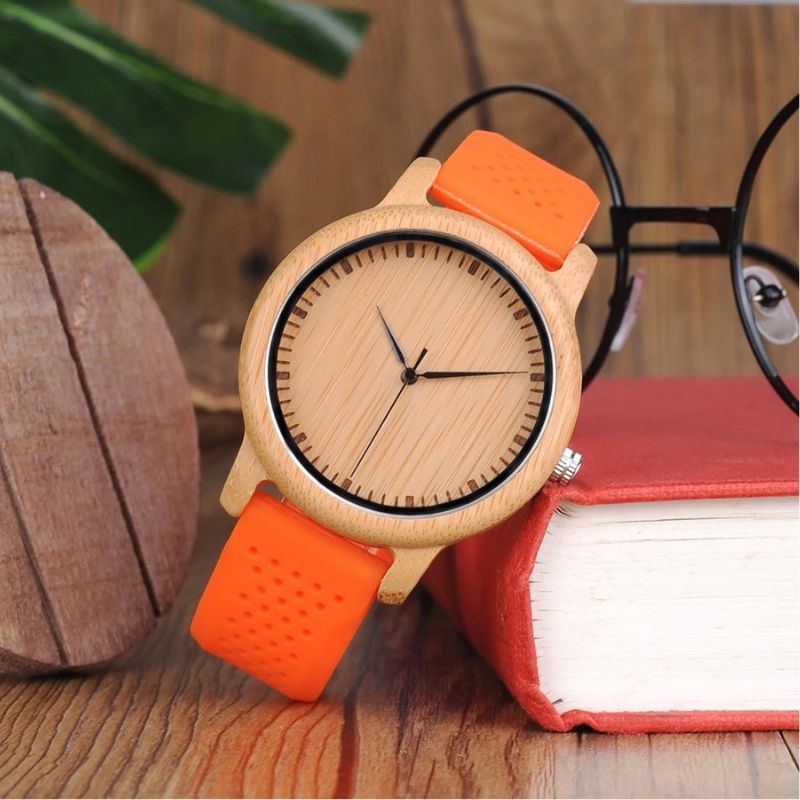 Holzuhr Unisex – Bamboo Orange Motion Holzuhr Unisex – Bamboo Orange Motion