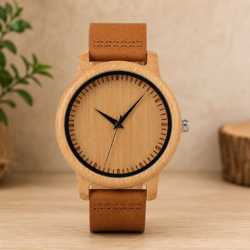 Holzuhr Unisex – Bambus Natur