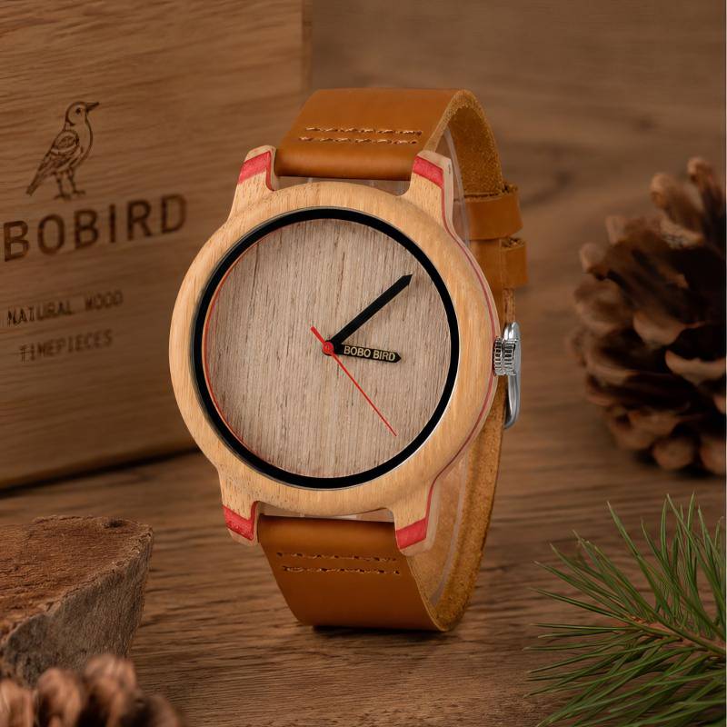 Herren Holzuhr mit Lederarmband – Rotwald Herren Holzuhr mit Lederarmband - Rotwald